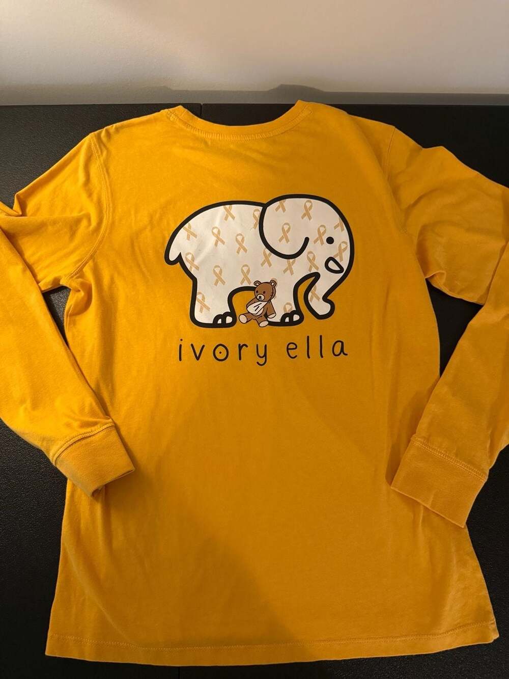 Ivory Ella Long Sleeve Elephant Logo Pocket T-Shirt Gold Yellow -S - Picture 2 of 6
